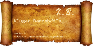 Kluger Barnabás névjegykártya
